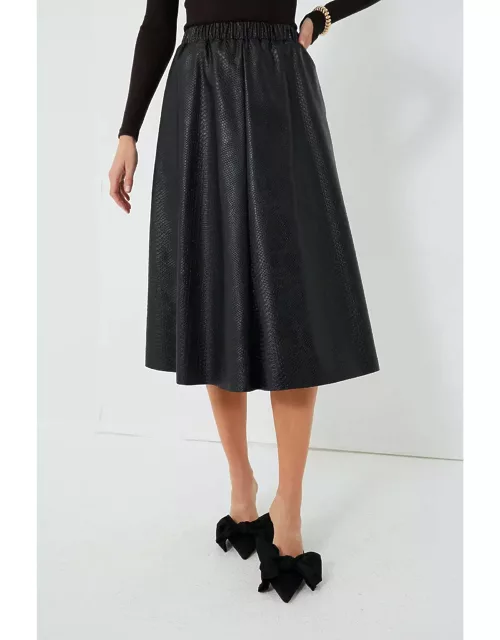 Black Vilma Vegan Leather Embossed Skirt