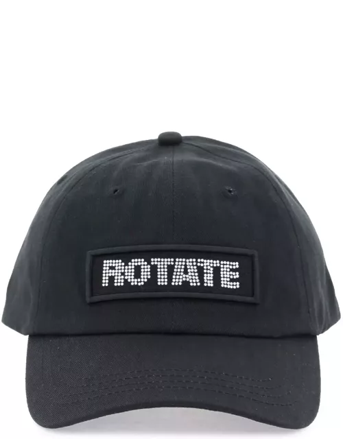 Rotate by Birger Christensen Cotton Baseball Cap With Rhinestone Logo