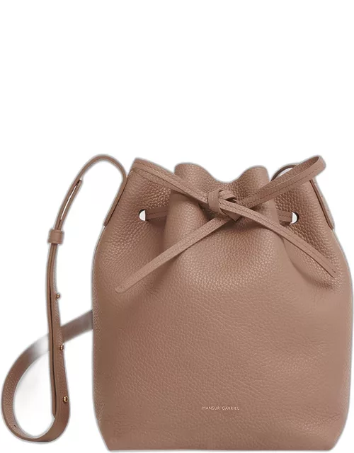 Mini Drawstring Leather Bucket Bag