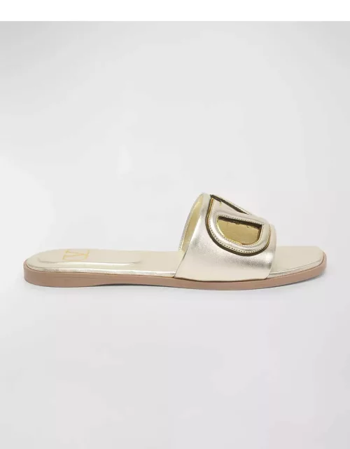 VLogo Metallic Flat Slide Sandal