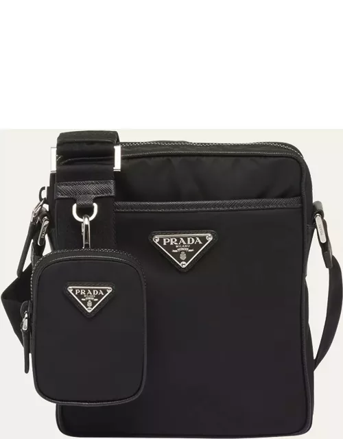 Men's Re-Nylon Crossbody Bag with Pouch