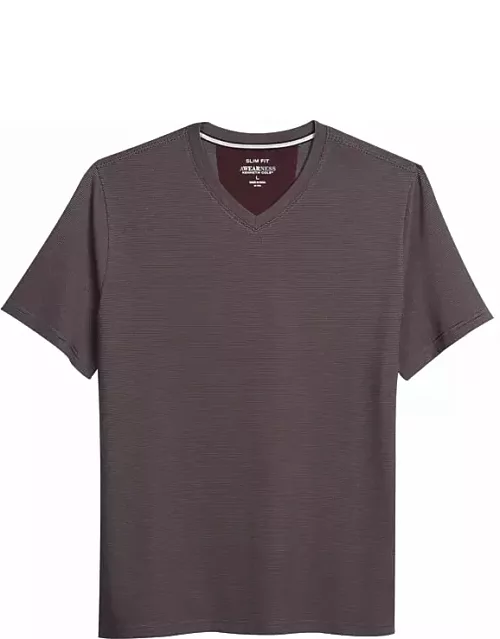 Awearness Kenneth Cole Men's Slim Fit V-Neck Jacquard T-Shirt Burg