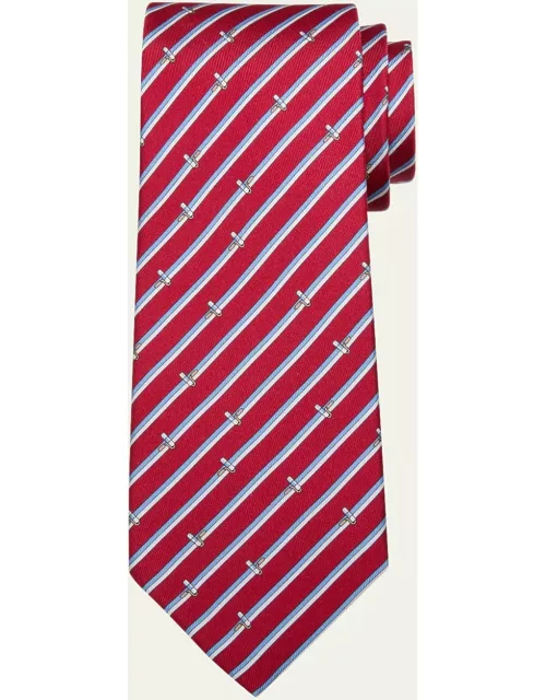 Men's Roller Stripe-Print Silk Tie