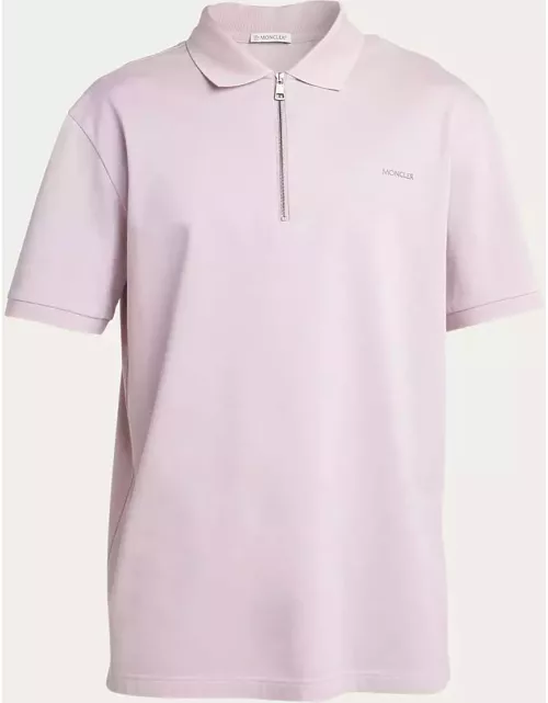 Men's Embossed Logo Zip Polo Shirt