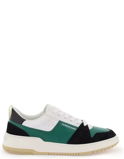 FERRAGAMO smooth and suede leather sneaker