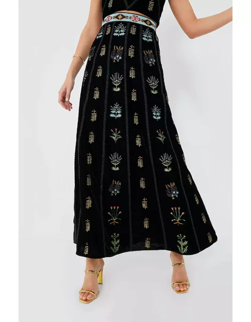 Black Camille Agra Embroidered Skirt
