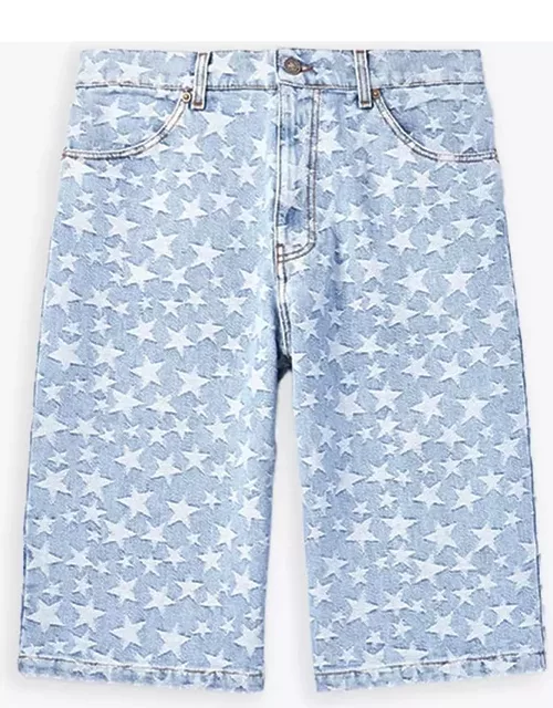 ERL Unisex Denim Jacquard Shorts Woven Light blue denim shorts with stars pattern - Unisex denim jacquard shorts woven