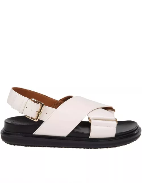Marni Fussbett Sandal In White Leather
