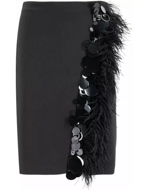 Pinko Skirt With Feathers And Sequin
