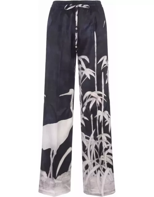Kiton Printed Silk Drawstring Trouser
