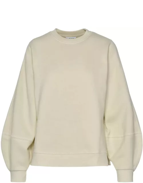 Ganni Cream Cotton Blend Sweatshirt