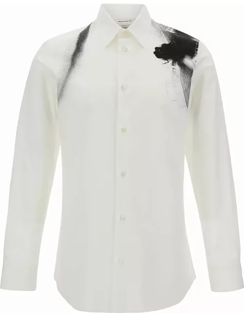 Alexander McQueen White Shirt With Contrasting Print In Cotton Man