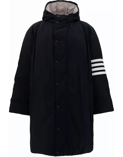 Thom Browne Blue Jacket With 4bar Detail In Nylon Man