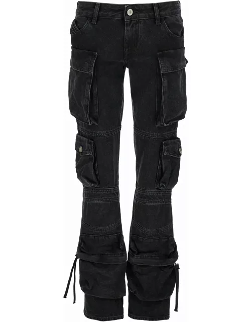 The Attico essie Black Fitted Jeans With Cargo Pockets In Denim Woman