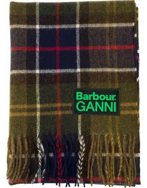 Barbour Multicolor Scarf With Check Motif And Double Logo In Wool Woman