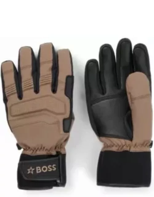 BOSS x Perfect Moment mixed-material ski gloves with leather- Light Beige Men's Glove