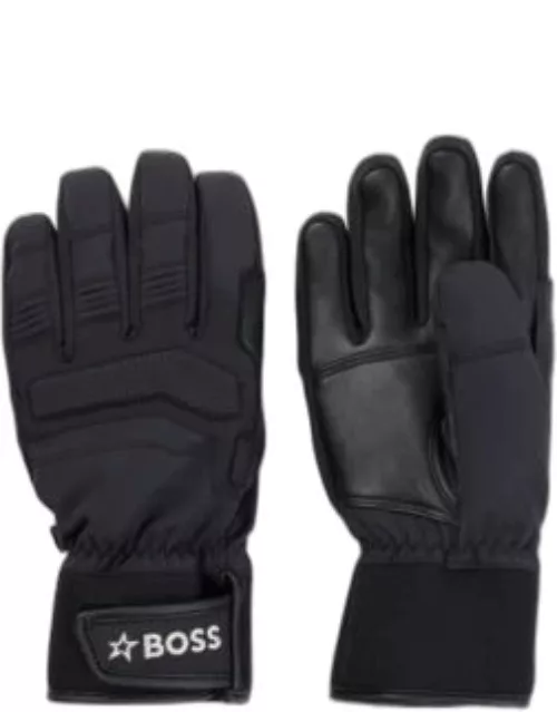 BOSS x Perfect Moment mixed-material ski gloves with leather- Black Men's Glove
