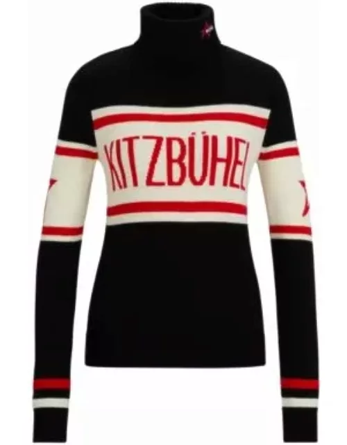 BOSS x Perfect Moment virgin-wool sweater with 'Kitzbhel' intarsia- Black Women's Sweater