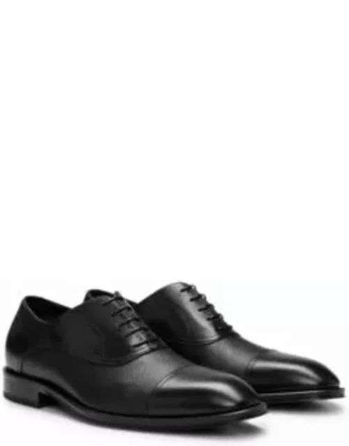 Oxford shoes in plain and Saffiano-print leather- Black Men's Business Shoe