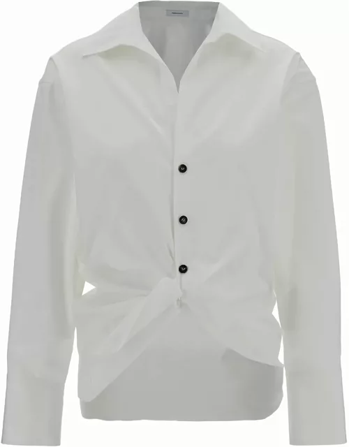 Ferragamo White Shirt With Knot Detail In Cotton Woman