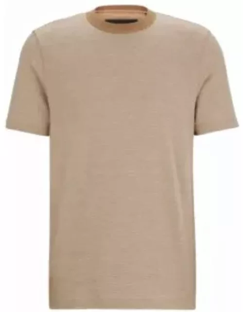 Bubble-structure T-shirt in cotton and cashmere- Beige Men's T-Shirt