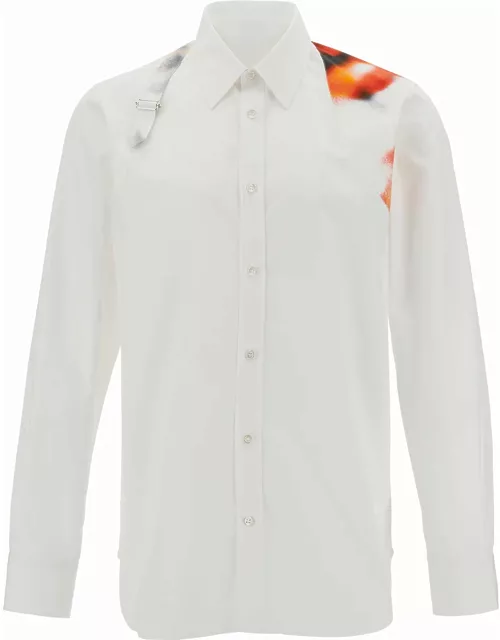 Alexander McQueen White Shirt With Printed Harness In Cotton Man