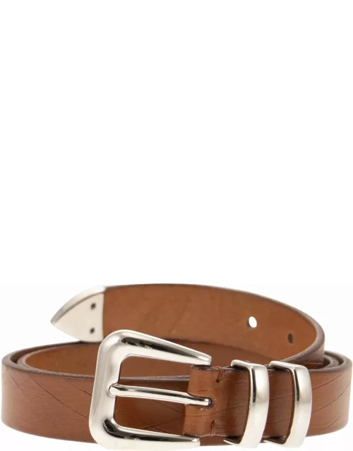 Brunello Cucinelli Leather Belt With Tip