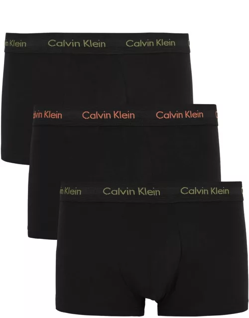 Calvin Klein Low-rise Stretch-cotton Trunks - set of Three - Black