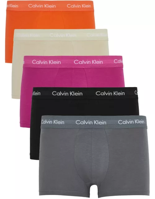 Calvin Klein Low-rise Stretch-cotton Trunks - set of Five - Multicoloured