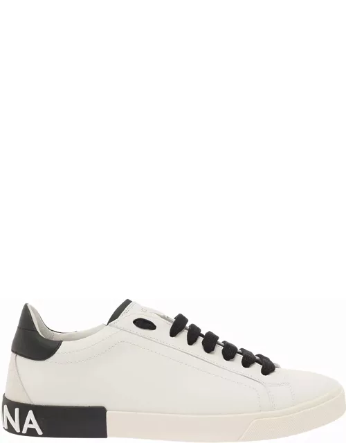 Dolce & Gabbana portofino White Low Top Sneakers With Logo Lettering Detail In Smooth Leather Man