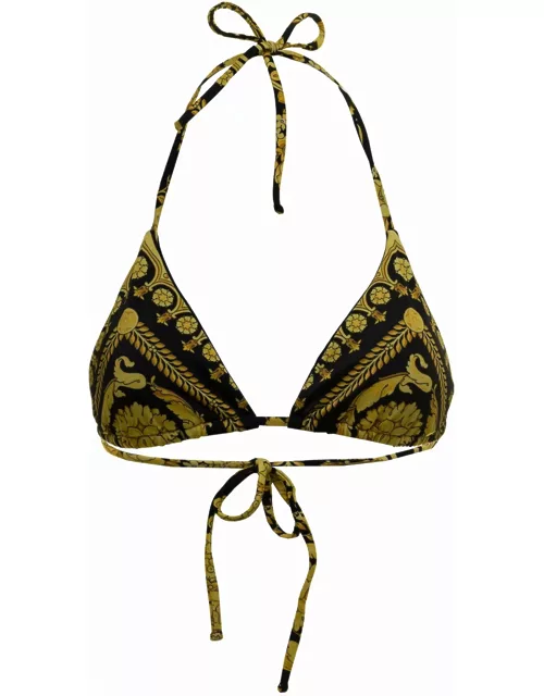 Versace Womans Lycra Baroque Printed Tringle Bikini Top