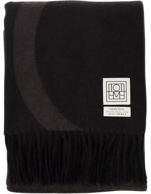 Totême Brown Scarf With Jacquard Logo In Wool Woman