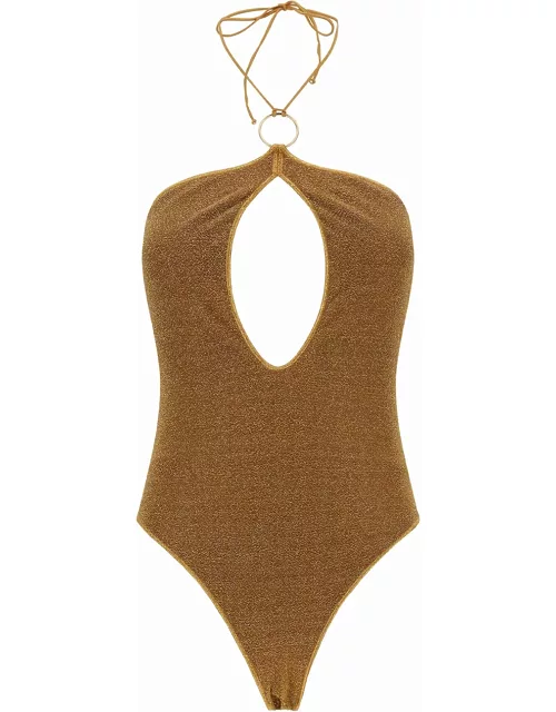 Oseree lumière Gold One-piece Swimsuit With Cut-out And Ring In Polyamide Blend Woman