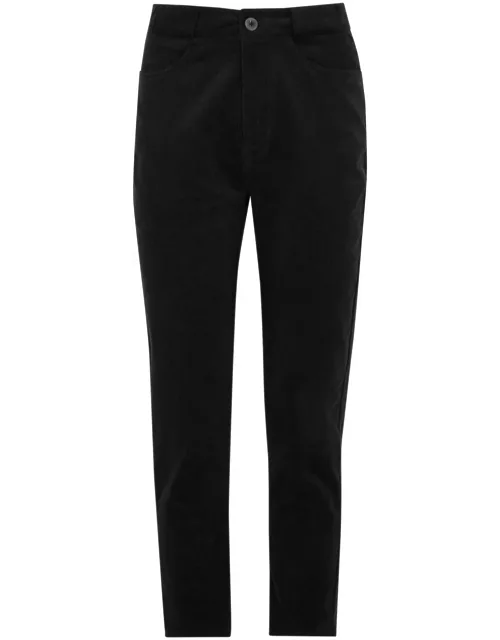 Foemina Elle Cropped Slim-leg Corduroy Trousers - Black - 8 (UK8 / S)