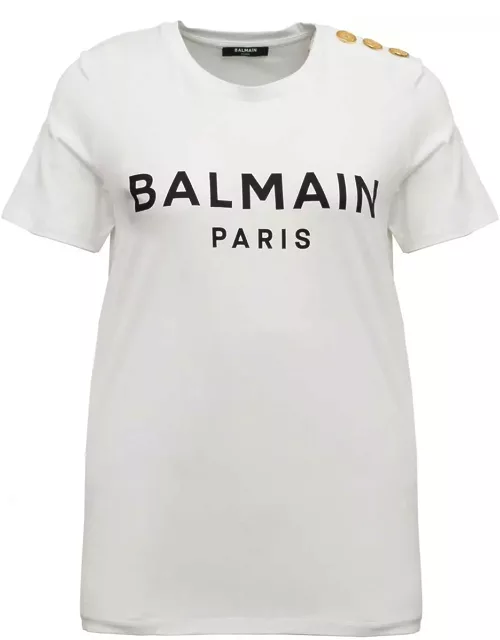 Balmain Organic Cotton T-shirt With Logo Woman