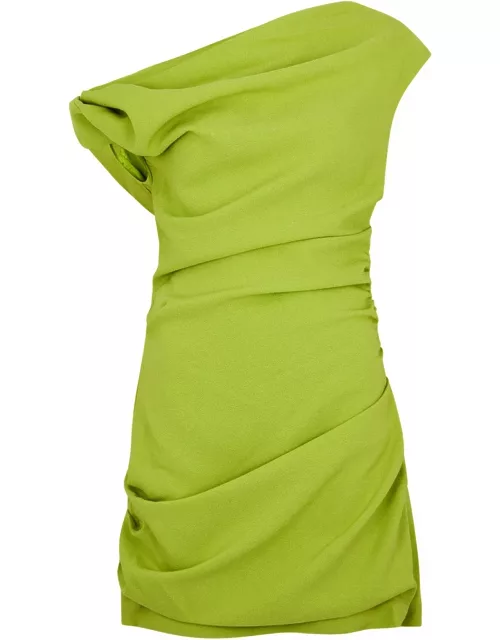 Paris Georgia Remmy One-shoulder Draped Mini Dress - Lime - S (UK8-10 / S)