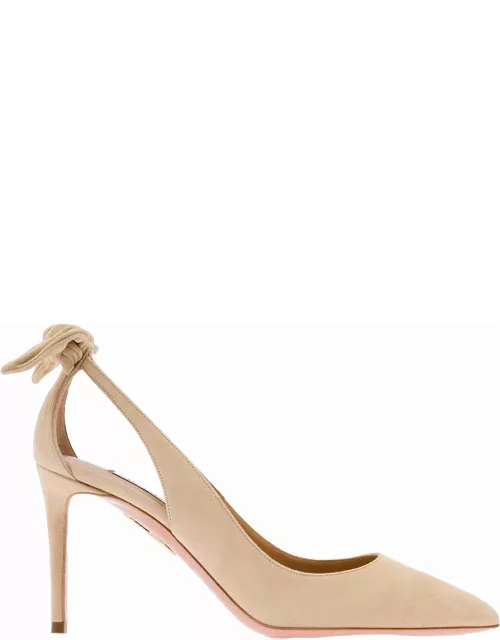 Aquazzura Pink Leather Pumps With Bow Detai