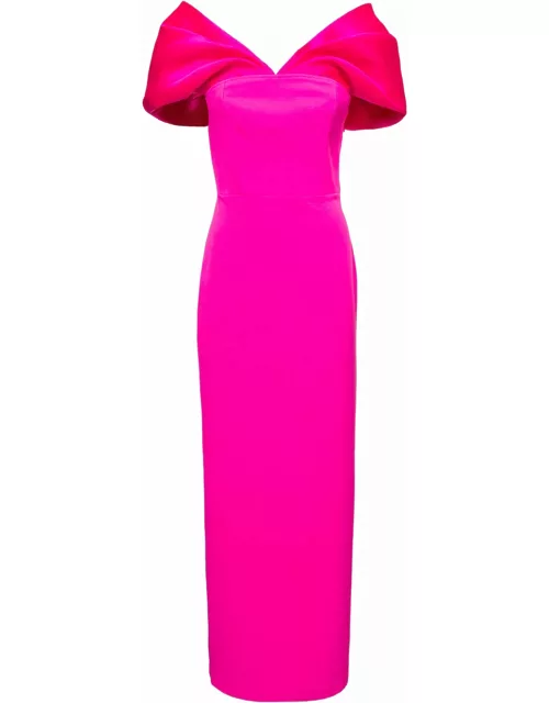Solace London dakota Maxi Fuchsia Dress With Off-shoulder Neckline And Satin Inserts In Polyester Woman