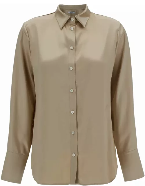 Ferragamo Beige Loose Shirt With Classic Collar In Rayon Woman