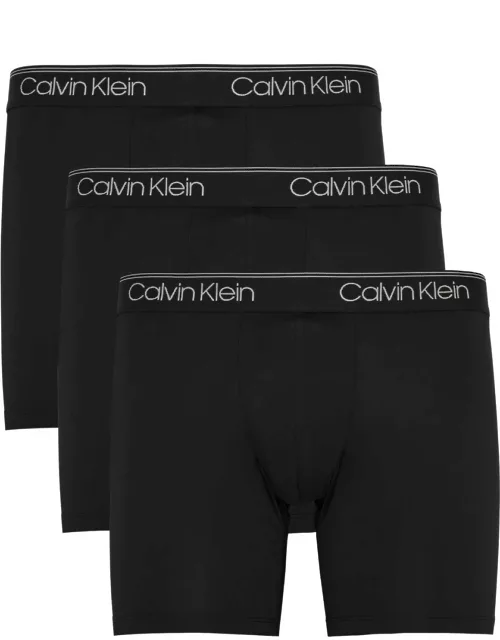 Calvin Klein Logo Stretch-jersey Boxer Briefs - set of Three - Black