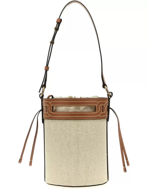 Tod's Leather Canvas Bucket Bag
