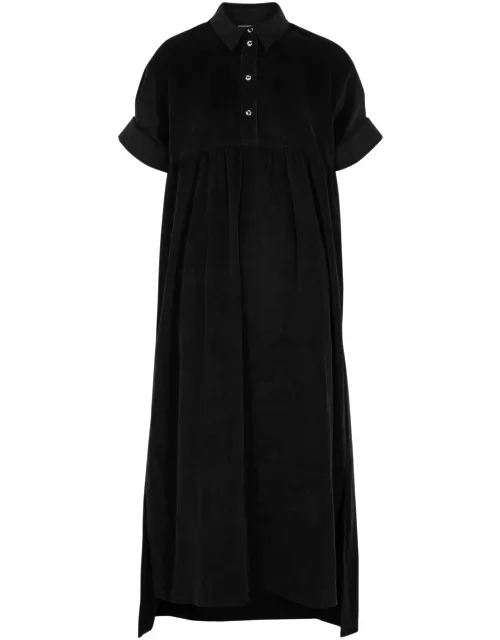 Foemina Berry Corduroy Maxi Shirt Dress - Black - 8 (UK8 / S)