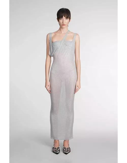 The Attico Dress In Silver Polyamide Polyester