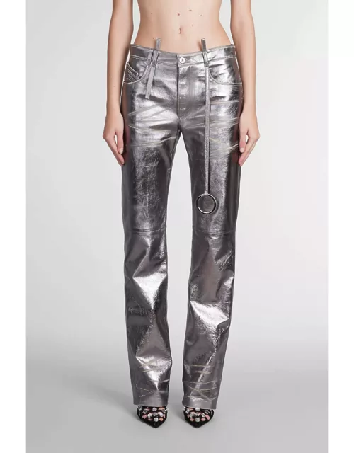The Attico Pants In Silver Leather