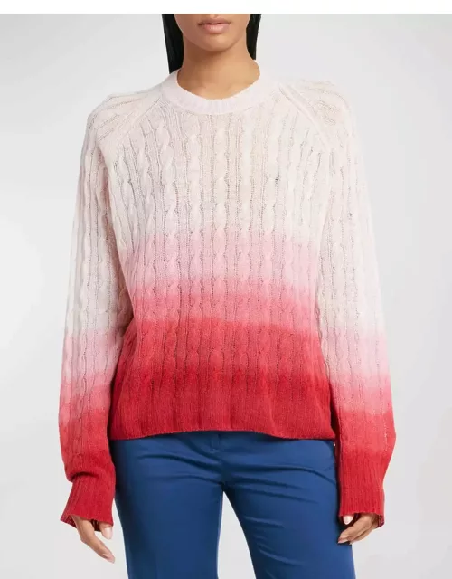 Ombre Cable-Knit Mohair Crewneck Sweater