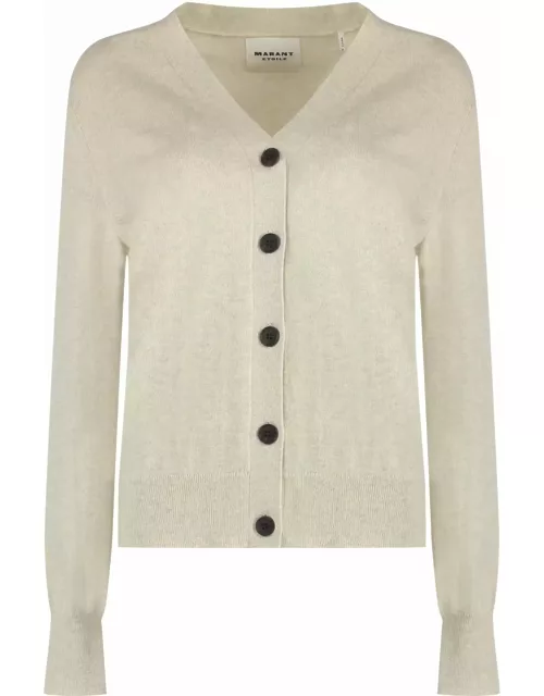 Marant Étoile Cotton And Wool Cardigan With Melange Effect
