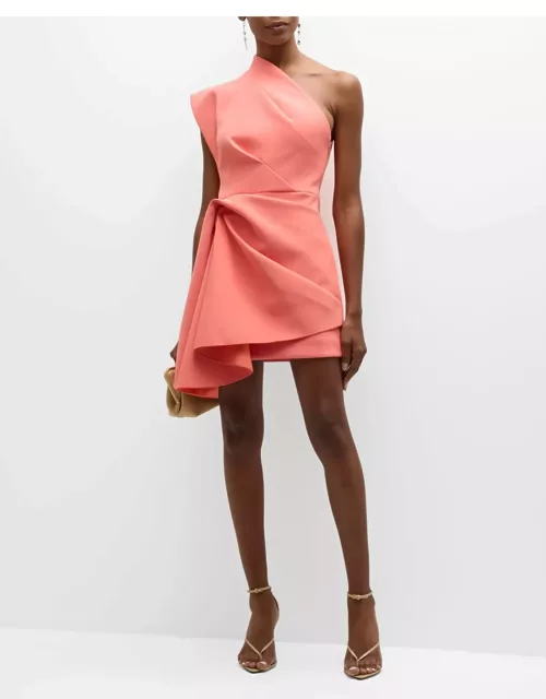 Gowrie Draped One-Shoulder Mini Dres