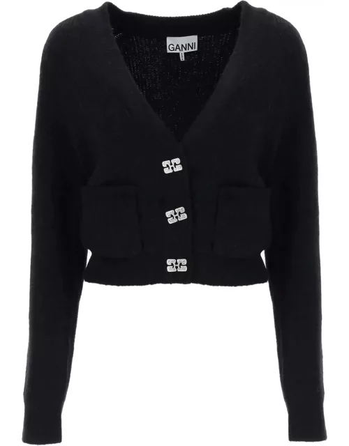 Ganni Cardigan With Diamant Utterfly Button