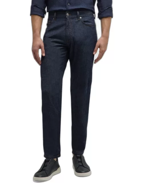 Men's Dark-Wash Cotton-Linen Jean