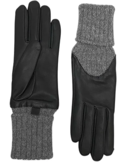 Cecilia Leather & Ribbed Cashmere Glove